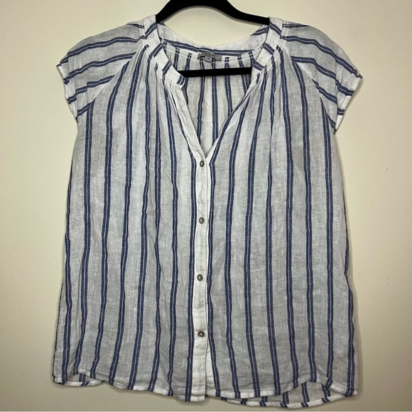 RAILS Alena Summer Lagenlook Buttondown Blouse Top in Villa Stripe - Picture 2 of 9
